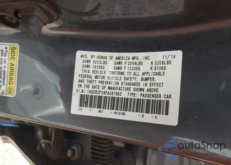 2015 Honda Accord Lx from USA, damaged, VIN 1HGCR2F39FA067863